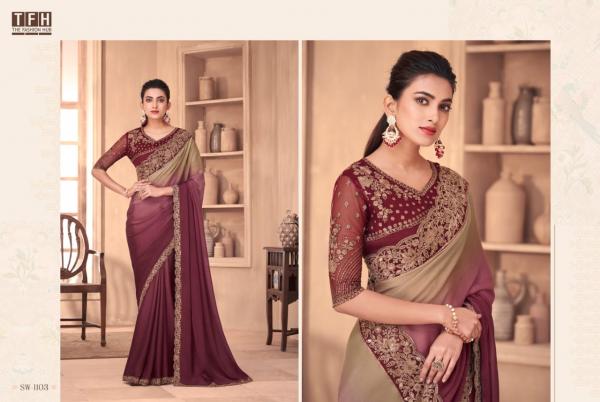 Tfh Sandal Wood 11th Edition Party Wear Silk Saree Collection